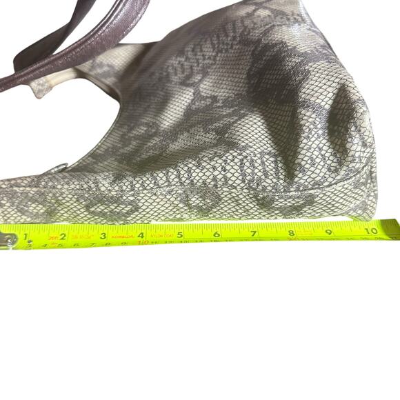 Vintage Tignanello leather handbag shoulder bagcream and brown snakeskin print - Picture 10 of 11